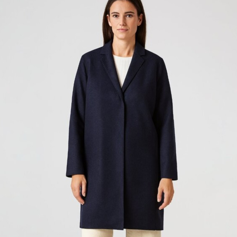 Banana Republic‎ Mario Bellucci Wool Blend Italy Unlined Coat Navy Pockets Sz M